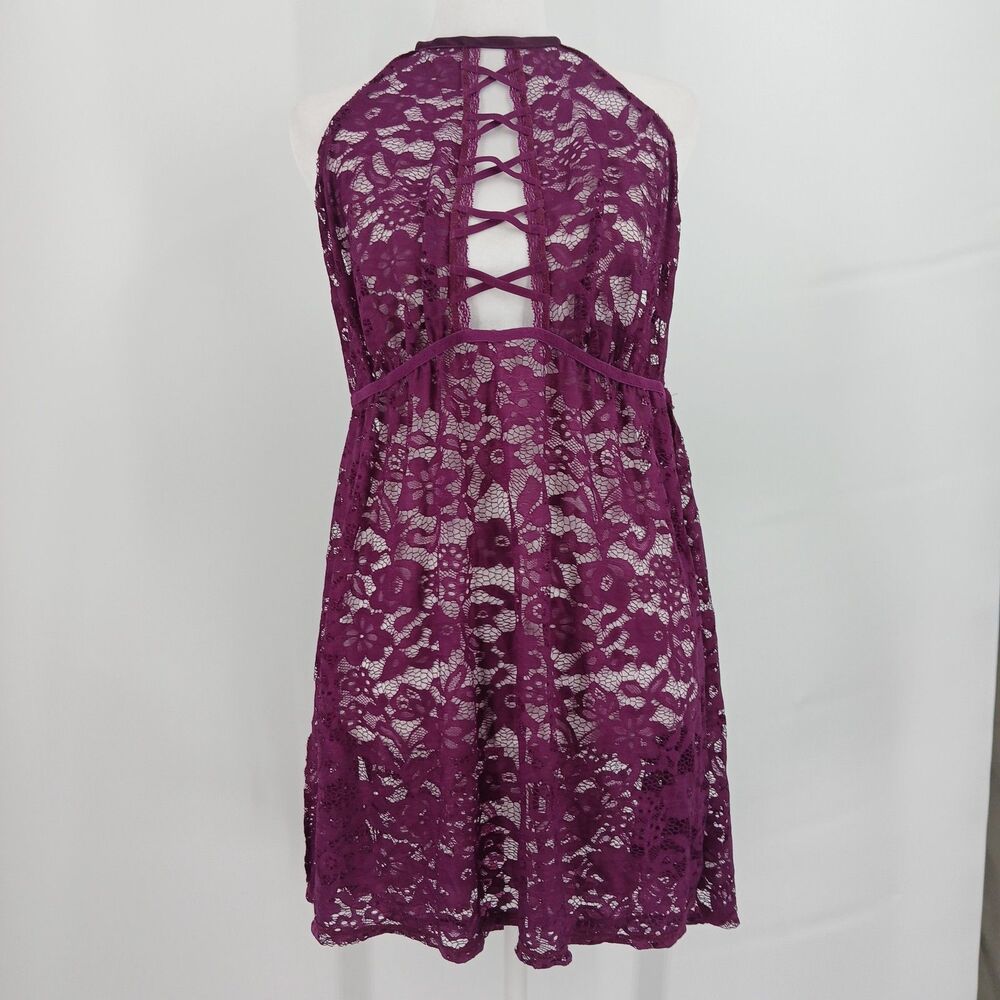 Womens XL Lace Sheer Lingerie Nightgown Halter Neck Sleepwear Dress